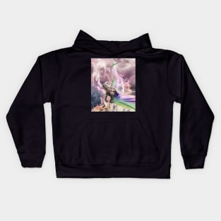 Fire Rainbow Dragon In Galaxy Kids Hoodie